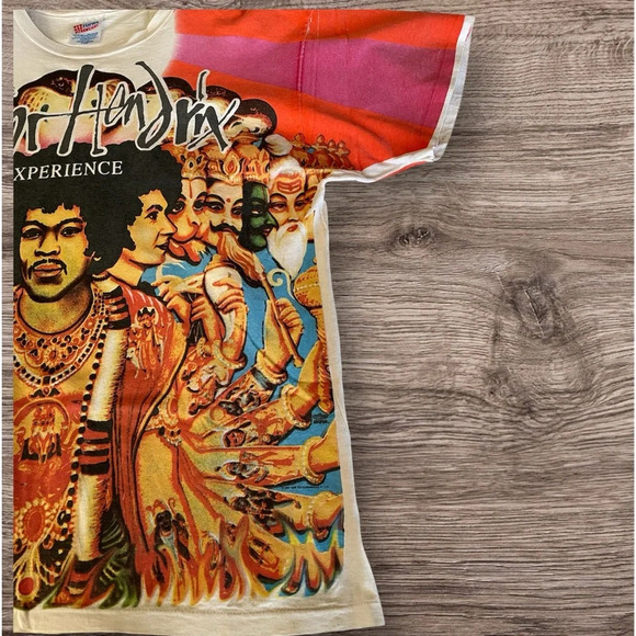 Collectible vtg 90s Jimi Hendrix Axis Bold As Love All Over Print-Hanes tag-XL - Picture 3 of 8